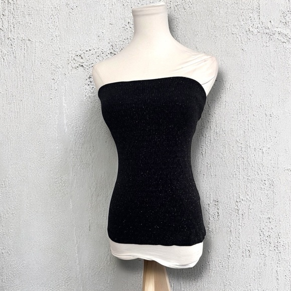 Le chateau y2k going out Elegant Black Strapless Top sparkley S whimsigoth glam - Picture 1 of 5
